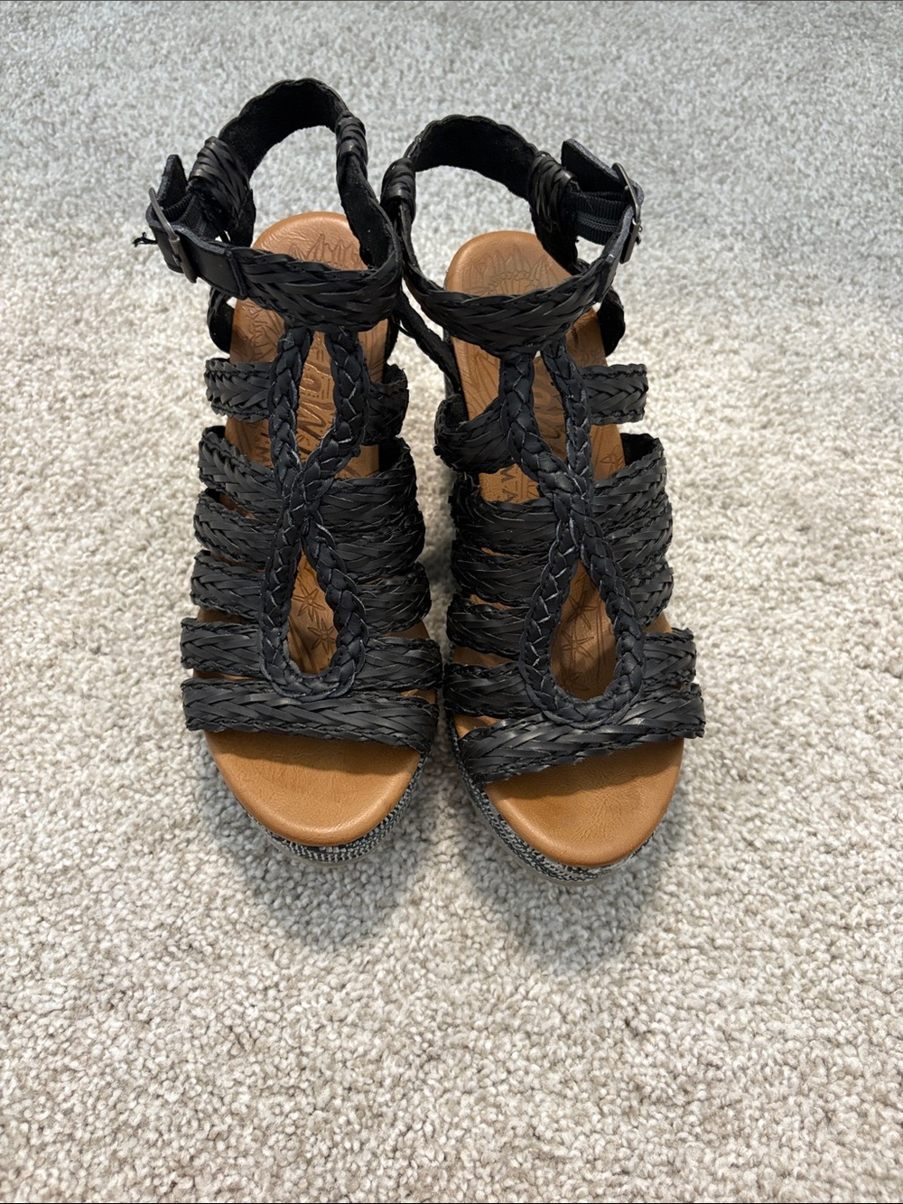 Black Braided Wedge Sandals - Women's Summer Heels